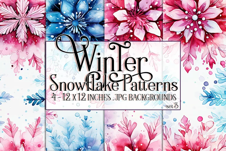 Winter Background, Winter Seamless Snowflake Patterns, s3