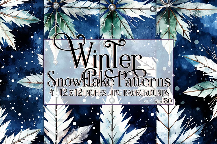Winter Background, Winter Seamless Snowflake Patterns, s30