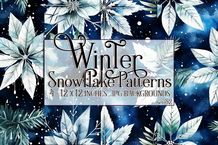 Winter Background, Winter Seamless Snowflake Patterns, s32