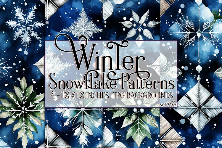 Winter Background, Winter Seamless Snowflake Patterns, s33