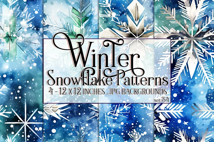 Winter Background, Winter Seamless Snowflake Patterns, s34