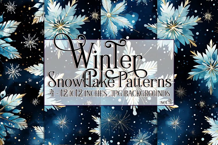 Winter Background, Winter Seamless Snowflake Patterns, s4