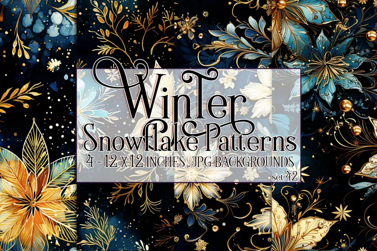 Winter Background, Winter Seamless Snowflake Patterns, s42