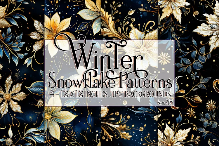 Winter Background, Winter Seamless Snowflake Patterns, s45
