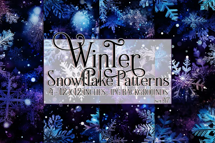 Winter Background, Winter Seamless Snowflake Patterns, s47