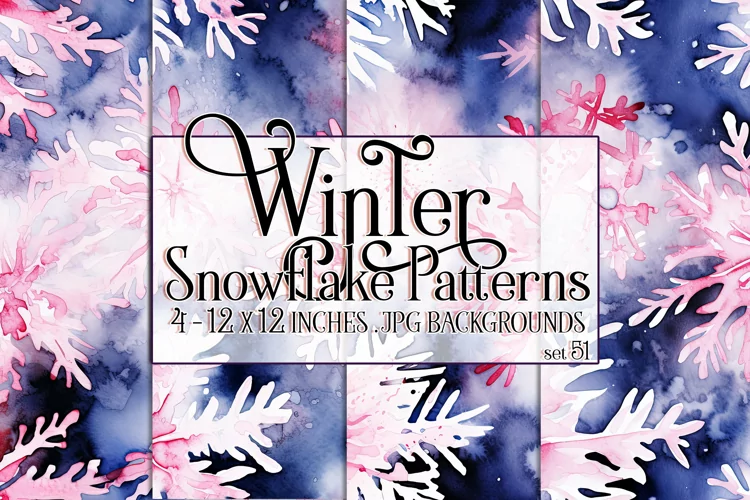 Winter Background, Winter Seamless Snowflake Patterns, s51