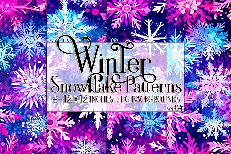 Winter Background, Winter Seamless Snowflake Patterns, s54