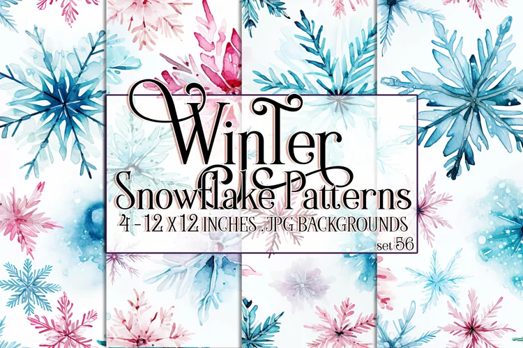 Winter Background, Winter Seamless Snowflake Patterns, s56