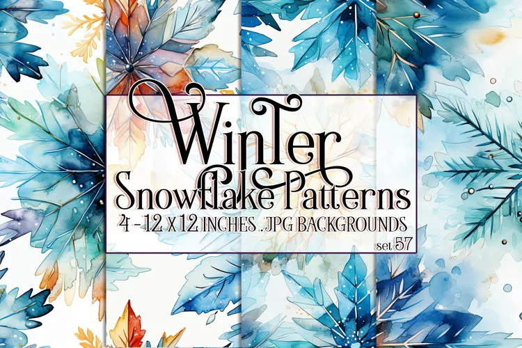 Winter Background, Winter Seamless Snowflake Patterns, s57