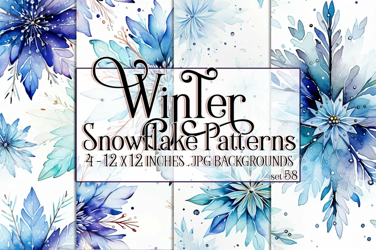 Winter Background, Winter Seamless Snowflake Patterns, s58