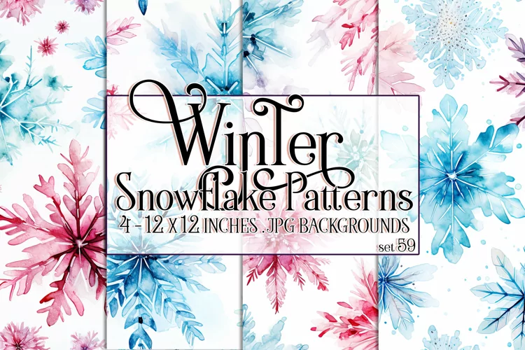 Winter Background, Winter Seamless Snowflake Patterns, s59