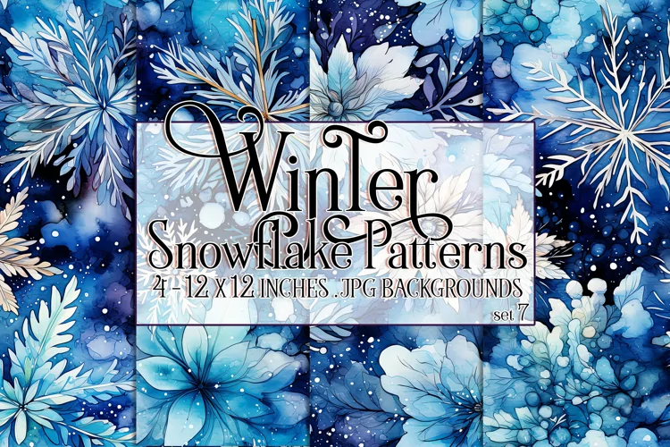 Winter Background, Winter Seamless Snowflake Patterns, s7