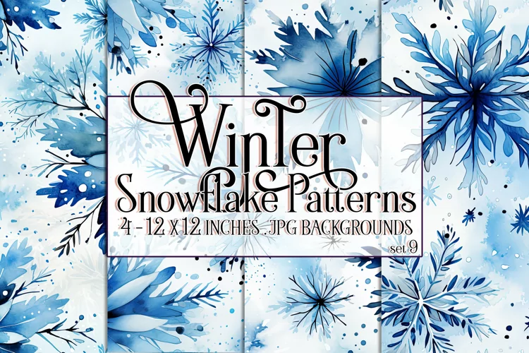 Winter Background, Winter Seamless Snowflake Patterns, s9