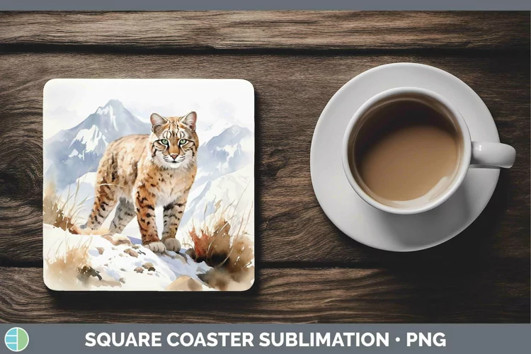 Winter Wild Cats Andean Mountain Cat Square Coaster Sublimat