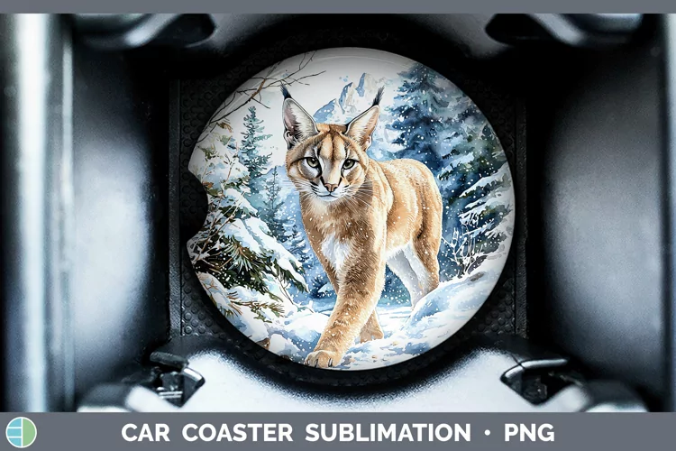 Winter Wild Cats Caracal Car Coaster Sublimation Coaster Des
