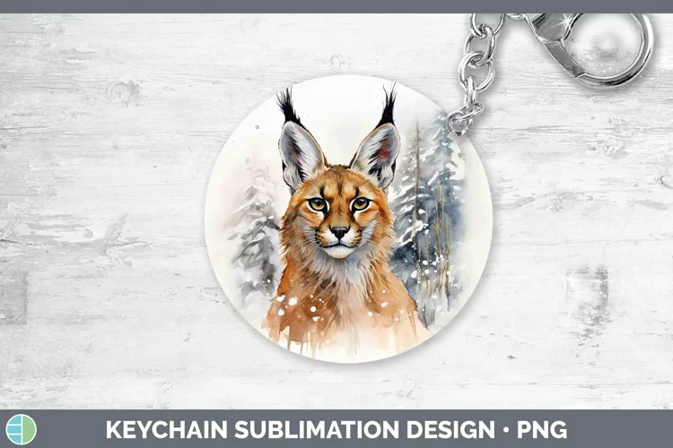 Winter Wild Cats Caracal Keychain Sublimation Keyring Design