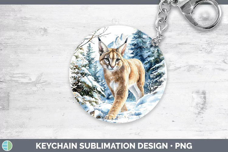 Winter Wild Cats Caracal Keychain Sublimation Keyring Design