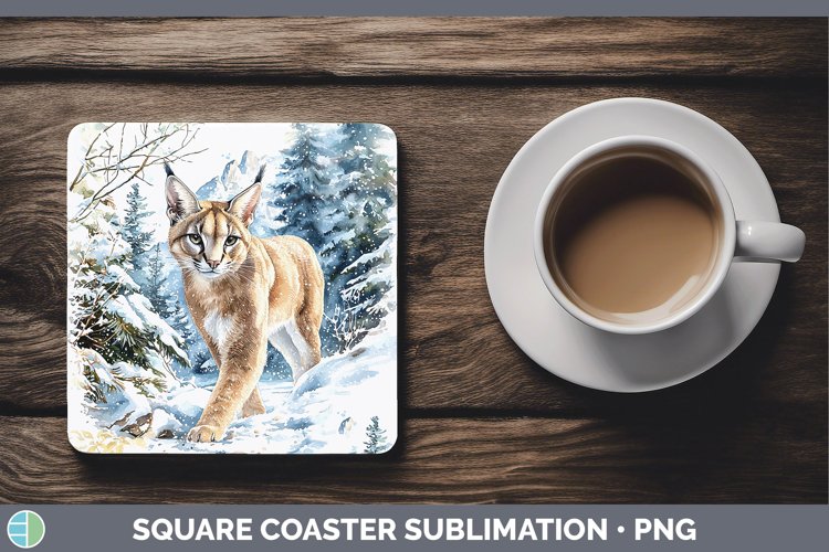 GorgeousWinter Wild Cats Square Coaster design.