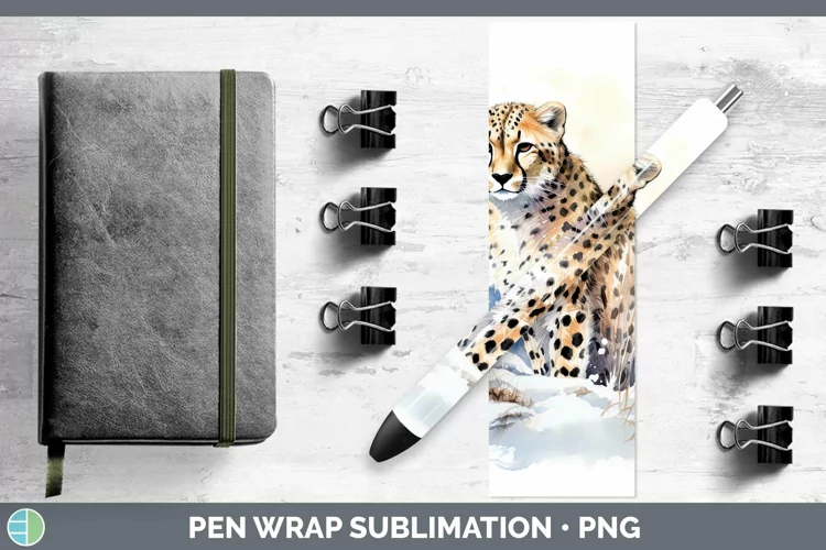 Winter Wild Cats Cheetah Pen Wrap Sublimation Pen Designs
