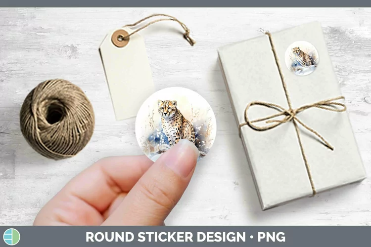 Winter Wild Cats Cheetah Stickers | Round Labels Designs