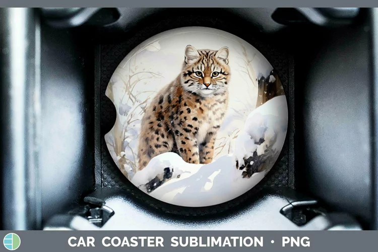 Winter Wild Cats Geoffroys Cat Car Coaster Sublimation Desi