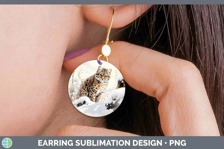 Winter Wild Cats Geoffroys Cat Round Earrings Sublimation Ea
