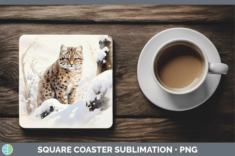 Winter Wild Cats Geoffroys Cat Square Coaster Sublimation Co