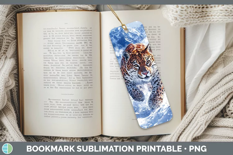 Winter Wild Cats Jaguar Bookmark Sublimation Printable Desig