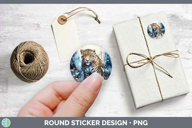 Winter Wild Cats Jaguar Stickers | Round Labels Designs