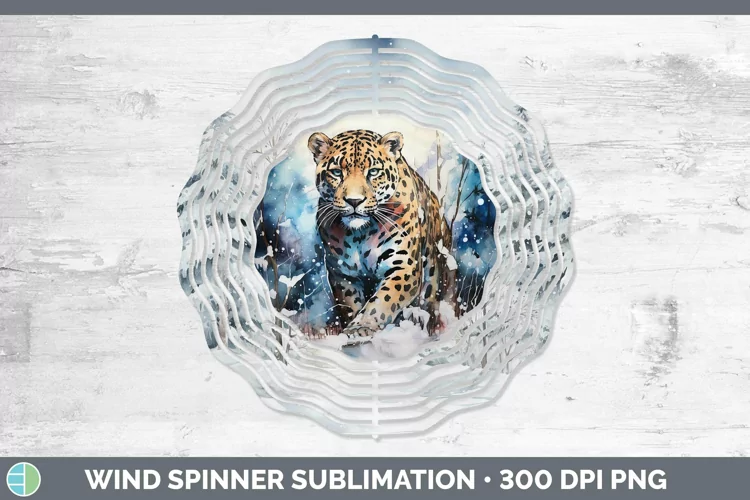 Winter Wild Cats Jaguar Wind Spinner Sublimation Spinner Des
