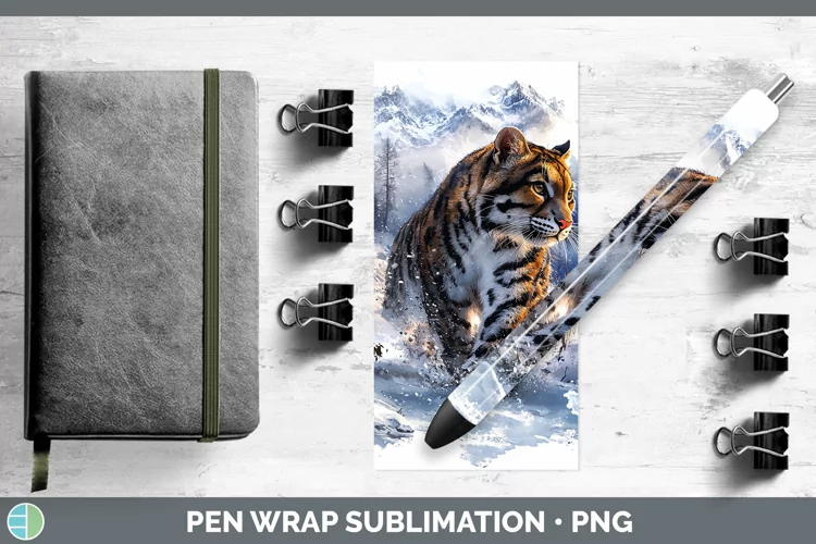 Winter Wild Cats Leopard Clouded Pen Wrap Sublimation Epoxy