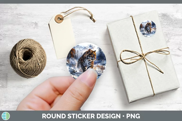 Winter Wild Cats Leopard Clouded Stickers | Round Labels Des