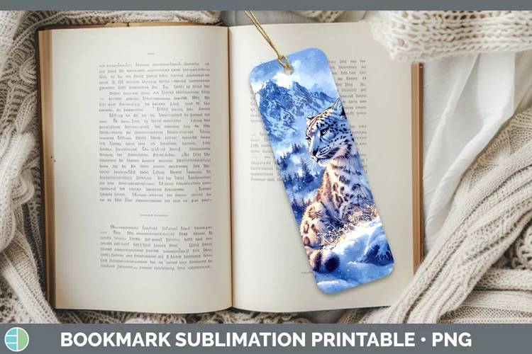 Winter Wild Cats Leopard Snow Bookmark Sublimation Printable