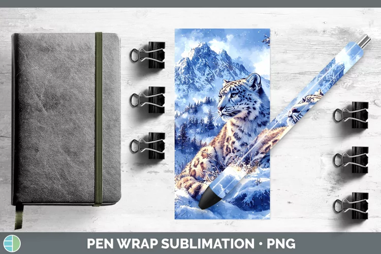Winter Wild Cats Leopard Snow Pen Wrap Sublimation Epoxy Pen