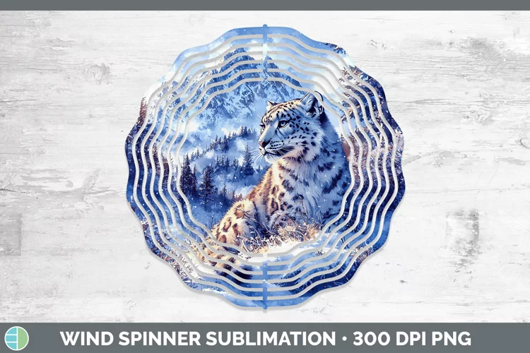 Winter Wild Cats Leopard Snow Wind Spinner Sublimation Spinn