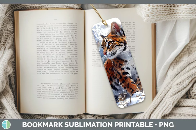 Winter Wild Cats Margay Cat Bookmark Sublimation Printable D