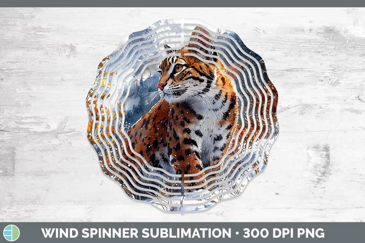 Winter Wild Cats Margay Cat Wind Spinner Sublimation Spinner