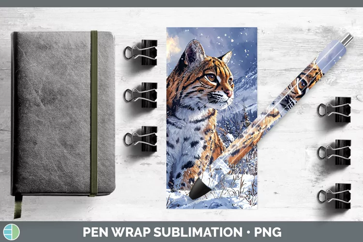 Winter Wild Cats Ocelot Pen Wrap Sublimation Epoxy Pen Desig