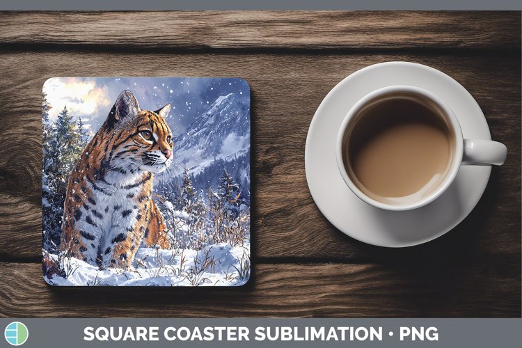 GorgeousWinter Wild Cats Square Coaster design.