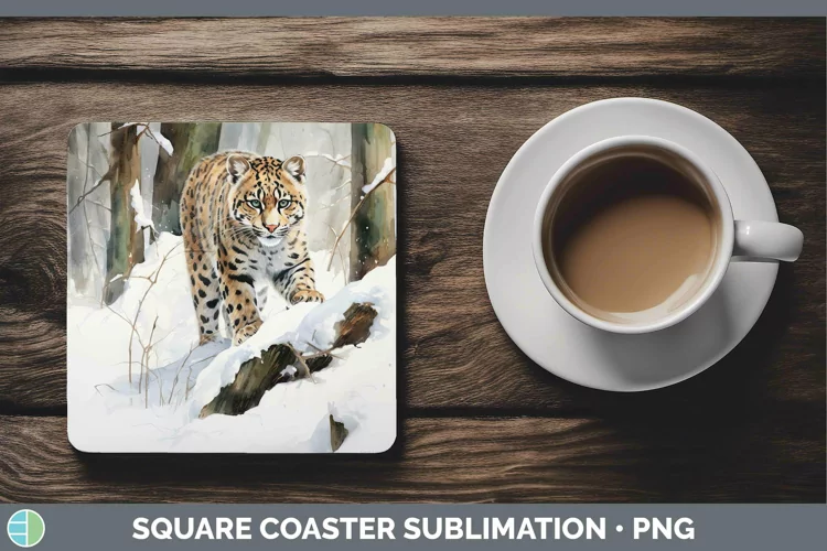Winter Wild Cats Ocelot Square Coaster Sublimation Coaster D