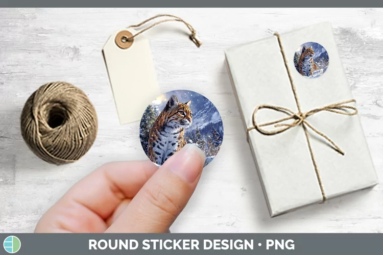 Winter Wild Cats Ocelot Stickers | Round Labels Designs