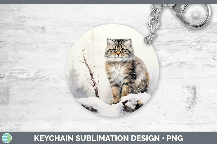 Winter Wild Cats Pallas Cat Keychain Sublimation Keyring Des