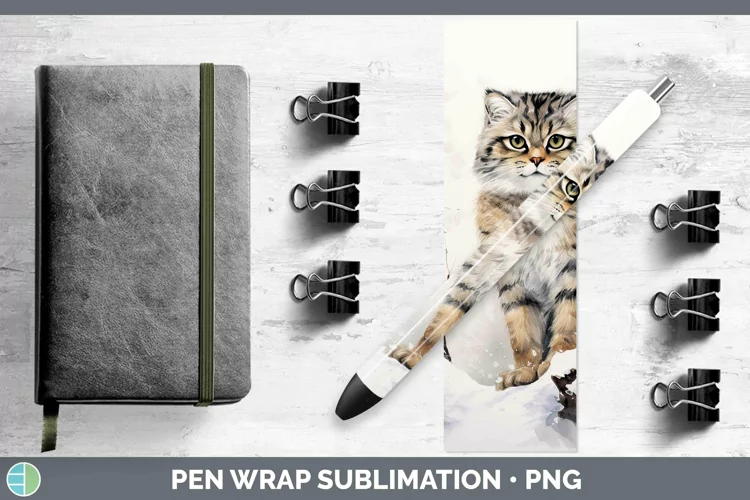 Winter Wild Cats Pallas Cat Pen Wrap Sublimation Pen Designs