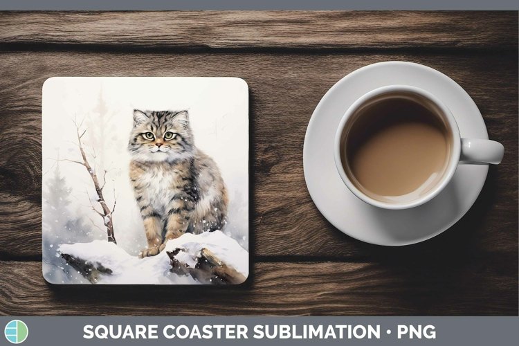 GorgeousWinter Wild Cats Square Coaster design.
