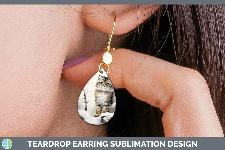 Winter Wild Cats Pallas Cat Teardrop Earrings Sublimation Ea