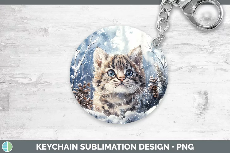 Winter Wild Cats Pampas Cat Keychain Sublimation Keyring Des