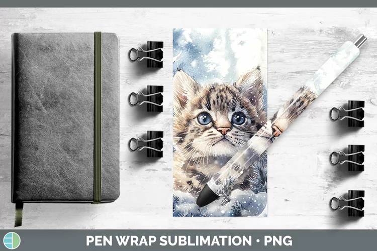 Winter Wild Cats Pampas Cat Pen Wrap Sublimation Epoxy Pen D