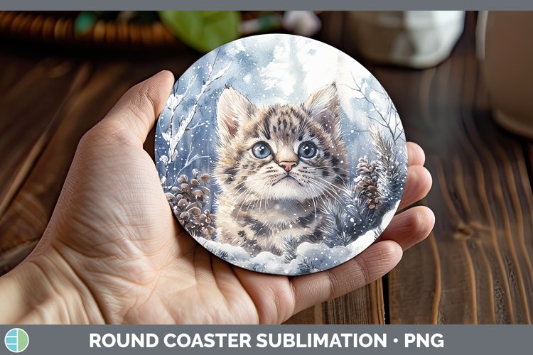 GorgeousWinter Wild Cats Round Coaster design.