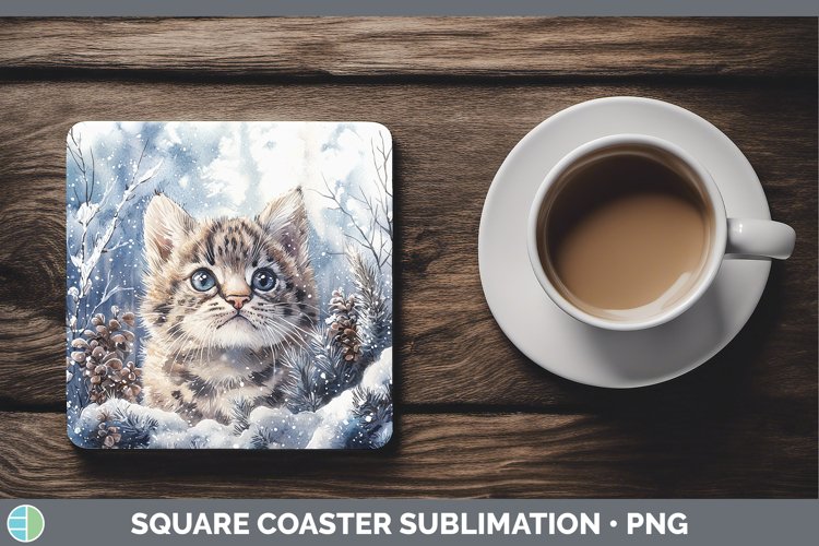 GorgeousWinter Wild Cats Square Coaster design.