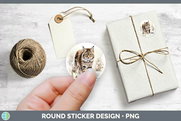 Winter Wild Cats Pampas Cat Stickers | Round Labels Designs